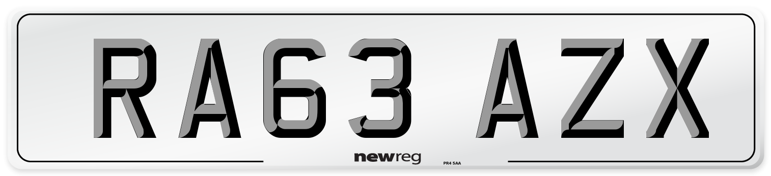 RA63 AZX Number Plate from New Reg